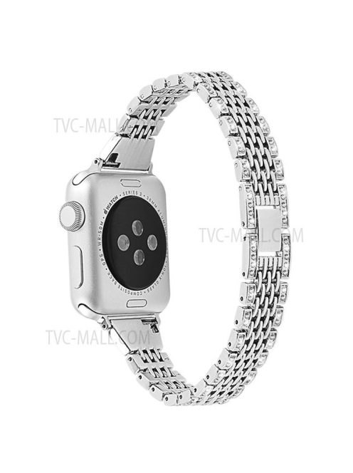 Rhinestones Decor Seven Beads Metal Smart Watch Band for Apple Watch Series 10 42mm / 9 8 7 41mm / 6 5 4 SE SE (2022) SE (2023) 40mm / 3 2 1 38mm - Silver