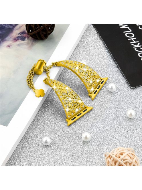 Rhinestones Decor Strap for Apple Watch Series 10 42mm / 9 8 7 41mm / SE (2023) SE (2022) SE 6 5 4 40mm / 3 2 1 38mm Alloy Band - Gold