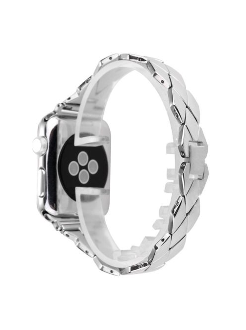 Rhombus Design Stainless Steel Watch Strap for Apple Watch Series 10 42mm / 9 8 7 41mm / SE (2023) SE (2022) SE 6 5 4 40mm / 3 2 1 38mm - Silver