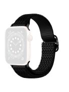 Rhombus Nylon Watch Strap Adjustable Elastic Watchband Bracelet for Apple Watch Ultra 49mm / Ultra 2 49mm / Series 9 45mm / SE (2023) 44mm / Series 8 45mm / 7 45mm / Series 4 / 5 / 6 44mm / Series 1 / 2 / 3 42mm / SE 44mm / SE (2022) 44mm - Black