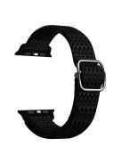 Rhombus Nylon Watch Strap Adjustable Elastic Watchband Bracelet for Apple Watch Ultra 49mm / Ultra 2 49mm / Series 9 45mm / SE (2023) 44mm / Series 8 45mm / 7 45mm / Series 4 / 5 / 6 44mm / Series 1 / 2 / 3 42mm / SE 44mm / SE (2022) 44mm - Black