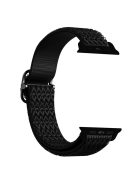 Rhombus Nylon Watch Strap Adjustable Elastic Watchband Bracelet for Apple Watch Ultra 49mm / Ultra 2 49mm / Series 9 45mm / SE (2023) 44mm / Series 8 45mm / 7 45mm / Series 4 / 5 / 6 44mm / Series 1 / 2 / 3 42mm / SE 44mm / SE (2022) 44mm - Black