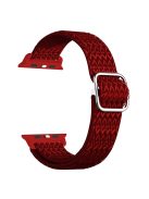 Rhombus Nylon Watch Strap Adjustable Elastic Watchband Bracelet for Apple Watch Ultra 49mm / Ultra 2 49mm / Series 9 45mm / SE (2023) 44mm / Series 8 45mm / 7 45mm / Series 4 / 5 / 6 44mm / Series 1 / 2 / 3 42mm / SE 44mm / SE (2022) 44mm - Red