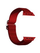 Rhombus Nylon Watch Strap Adjustable Elastic Watchband Bracelet for Apple Watch Ultra 49mm / Ultra 2 49mm / Series 9 45mm / SE (2023) 44mm / Series 8 45mm / 7 45mm / Series 4 / 5 / 6 44mm / Series 1 / 2 / 3 42mm / SE 44mm / SE (2022) 44mm - Red