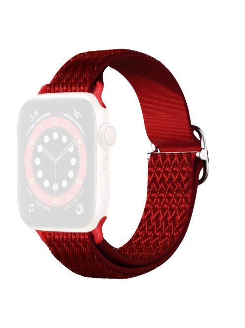 Rhombus Sport Nylon Strap Adjustable Elastic Watchband Bracelet for Apple Watch Series 10 42mm / 9 8 7 41mm / 6 5 4 SE SE (2022) SE (2023) 40mm / 3 2 1 38mm - Red