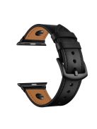 Rivet Decor Top Layer Genuine Leather Watch Strap Replacement for Apple Watch Series 10 46mm / Ultra 2 Ultra 49mm / 9 8 7 45mm / SE (2023) SE (2022) SE 6 5 4 44mm / 3 2 1 42mm - Black