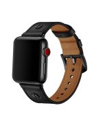 Rivet Decor Top Layer Genuine Leather Watch Strap Replacement for Apple Watch Series 10 46mm / Ultra 2 Ultra 49mm / 9 8 7 45mm / SE (2023) SE (2022) SE 6 5 4 44mm / 3 2 1 42mm - Black