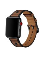 Rivet Decor Top Layer Genuine Leather Watch Strap Replacement for Apple Watch Series 10 46mm / Ultra 2 Ultra 49mm / 9 8 7 45mm / SE (2023) SE (2022) SE 6 5 4 44mm / 3 2 1 42mm - Crazy Horse Brown