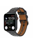 Rivet Punk Style Genuine Leather Watch Replace Strap for Apple Watch Series 10 42mm / 9 8 7 41mm / 6 5 4 SE SE (2022) SE (2023) 40mm / 3 2 1 38mm - Black