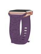 Rose Embossment Strap for Apple Watch Series 10 42mm / 9 8 7 41mm / SE (2023) SE (2022) SE 6 5 4 40mm / 3 2 1 38mm Silicone Band - Dark Cherry Color