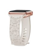 Rose Embossment Strap for Apple Watch Series 10 42mm / 9 8 7 41mm / SE (2023) SE (2022) SE 6 5 4 40mm / 3 2 1 38mm Silicone Band - Starlight