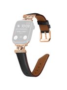 Rose Gold Buckle Strap for Apple Watch Series 10 42mm / 9 8 7 41mm / SE (2023) SE (2022) SE 6 5 4 40mm / 3 2 1 38mm Watch Band - Black