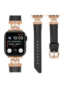 Rose Gold Buckle Strap for Apple Watch Series 10 42mm / 9 8 7 41mm / SE (2023) SE (2022) SE 6 5 4 40mm / 3 2 1 38mm Watch Band - Black