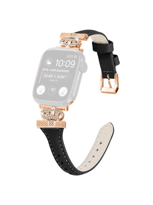 Rose Gold Buckle Strap for Apple Watch Series 10 42mm / 9 8 7 41mm / SE (2023) SE (2022) SE 6 5 4 40mm / 3 2 1 38mm Wrist Band - Black