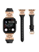 Rose Gold Buckle Strap for Apple Watch Series 10 42mm / 9 8 7 41mm / SE (2023) SE (2022) SE 6 5 4 40mm / 3 2 1 38mm Wrist Band - Black