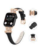 Rose Gold Buckle Strap for Apple Watch Series 10 42mm / 9 8 7 41mm / SE (2023) SE (2022) SE 6 5 4 40mm / 3 2 1 38mm Wrist Band - Black