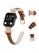 Rose Gold Buckle Strap for Apple Watch Series 10 42mm / 9 8 7 41mm / SE (2023) SE (2022) SE 6 5 4 40mm / 3 2 1 38mm Wrist Band - Brown