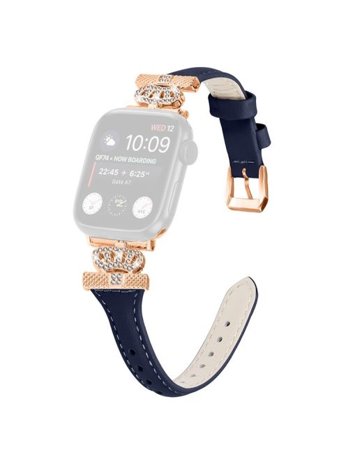 Rose Gold Buckle Strap for Apple Watch Series 10 42mm / 9 8 7 41mm / SE (2023) SE (2022) SE 6 5 4 40mm / 3 2 1 38mm Wrist Band - Dark Blue