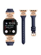 Rose Gold Buckle Strap for Apple Watch Series 10 42mm / 9 8 7 41mm / SE (2023) SE (2022) SE 6 5 4 40mm / 3 2 1 38mm Wrist Band - Dark Blue