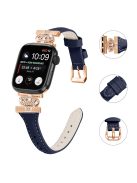 Rose Gold Buckle Strap for Apple Watch Series 10 42mm / 9 8 7 41mm / SE (2023) SE (2022) SE 6 5 4 40mm / 3 2 1 38mm Wrist Band - Dark Blue