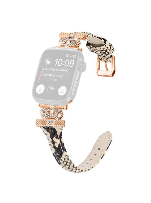 Rose Gold Buckle Strap for Apple Watch Series 10 42mm / 9 8 7 41mm / SE (2023) SE (2022) SE 6 5 4 40mm / 3 2 1 38mm Wrist Band - Snake Texture