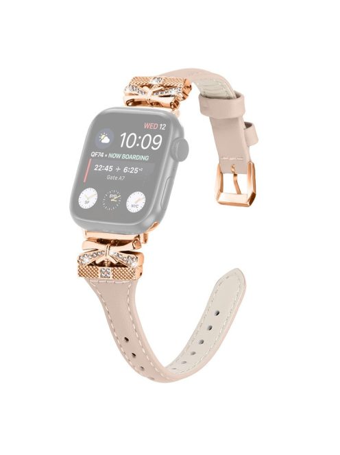 Rose Gold Buckle Watch Strap for Apple Watch Series 10 42mm / 9 8 7 41mm / SE (2023) SE (2022) SE 6 5 4 40mm / 3 2 1 38mm -  Apricot