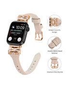 Rose Gold Buckle Watch Strap for Apple Watch Series 10 42mm / 9 8 7 41mm / SE (2023) SE (2022) SE 6 5 4 40mm / 3 2 1 38mm -  Apricot