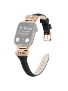 Rose Gold Buckle Watch Strap for Apple Watch Series 10 42mm / 9 8 7 41mm / SE (2023) SE (2022) SE 6 5 4 40mm / 3 2 1 38mm - Black