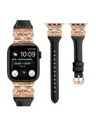 Rose Gold Buckle Watch Strap for Apple Watch Series 10 42mm / 9 8 7 41mm / SE (2023) SE (2022) SE 6 5 4 40mm / 3 2 1 38mm - Black