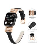 Rose Gold Buckle Watch Strap for Apple Watch Series 10 42mm / 9 8 7 41mm / SE (2023) SE (2022) SE 6 5 4 40mm / 3 2 1 38mm - Black