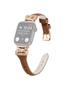 Rose Gold Buckle Watch Strap for Apple Watch Series 10 42mm / 9 8 7 41mm / SE (2023) SE (2022) SE 6 5 4 40mm / 3 2 1 38mm - Brown