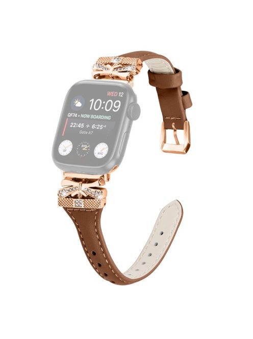 Rose Gold Buckle Watch Strap for Apple Watch Series 10 42mm / 9 8 7 41mm / SE (2023) SE (2022) SE 6 5 4 40mm / 3 2 1 38mm - Brown