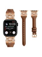 Rose Gold Buckle Watch Strap for Apple Watch Series 10 42mm / 9 8 7 41mm / SE (2023) SE (2022) SE 6 5 4 40mm / 3 2 1 38mm - Brown