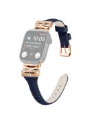 Rose Gold Buckle Watch Strap for Apple Watch Series 10 42mm / 9 8 7 41mm / SE (2023) SE (2022) SE 6 5 4 40mm / 3 2 1 38mm - Dark Blue