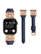 Rose Gold Buckle Watch Strap for Apple Watch Series 10 42mm / 9 8 7 41mm / SE (2023) SE (2022) SE 6 5 4 40mm / 3 2 1 38mm - Dark Blue