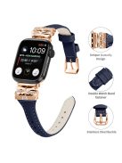 Rose Gold Buckle Watch Strap for Apple Watch Series 10 42mm / 9 8 7 41mm / SE (2023) SE (2022) SE 6 5 4 40mm / 3 2 1 38mm - Dark Blue