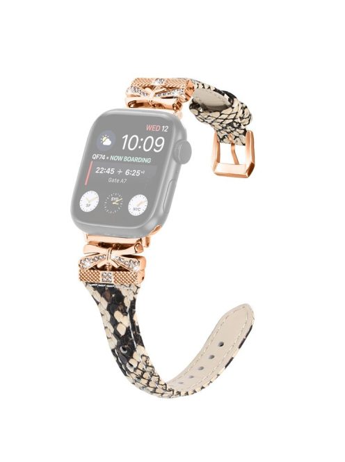 Rose Gold Buckle Watch Strap for Apple Watch Series 10 42mm / 9 8 7 41mm / SE (2023) SE (2022) SE 6 5 4 40mm / 3 2 1 38mm - Snake Texture