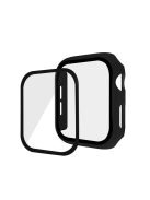 Rubberized PC + Tempered Glass Watch Case for Apple Watch SE / SE (2022) / Series 6 / 5 / 4 44mm - Black