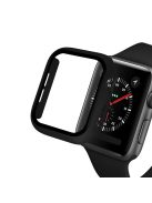 Rubberized PC + Tempered Glass Watch Case for Apple Watch SE / SE (2022) / Series 6 / 5 / 4 44mm - Black