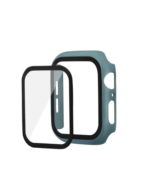 Rubberized PC + Tempered Glass Watch Case for Apple Watch SE / SE (2022) / Series 6 / 5 / 4 44mm - Dark Green