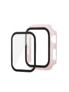 Rubberized PC + Tempered Glass Watch Case for Apple Watch SE / SE (2022) / Series 6 / 5 / 4 44mm - Pink