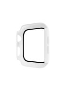 Rubberized PC + Tempered Glass Watch Case for Apple Watch SE / SE (2022) / Series 6 / 5 / 4 44mm - White