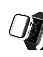 Rubberized PC + Tempered Glass Watch Case for Apple Watch SE / SE (2022) / Series 6 / 5 / 4 44mm - White