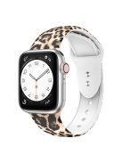 S Size for Apple Watch Series 10 46mm / Ultra 2 Ultra 49mm /  Series 9 8 7 45mm / 6 5 4 SE (2023) SE (2022) SE 44mm / 3 2 1 42mm Stylish Pattern Wrist Band Silicone Watch Strap - Brown Leopard Print