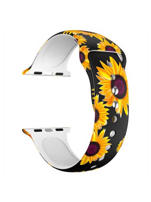 S Size for Apple Watch Series 10 46mm / Ultra 2 Ultra 49mm /  Series 9 8 7 45mm / 6 5 4 SE (2023) SE (2022) SE 44mm / 3 2 1 42mm Stylish Pattern Wrist Band Silicone Watch Strap - Sunflower