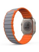 Silicone Band for Apple Watch 10 46mm / Ultra 2 / Ultra 49mm / 9 8 7 45mm / SE (2023) SE (2022) SE 6 5 4 44mm / 3 2 1 42mm Magnetic Strap - Grey+Orange