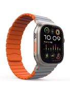 Silicone Band for Apple Watch 10 46mm / Ultra 2 / Ultra 49mm / 9 8 7 45mm / SE (2023) SE (2022) SE 6 5 4 44mm / 3 2 1 42mm Magnetic Strap - Grey+Orange