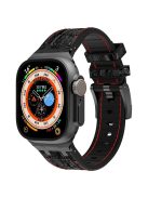 Silicone Band for Apple Watch Series 10 46mm / Ultra 2 Ultra 49mm / Series 9 8 7 45mm / SE (2023) SE (2022) SE 6 5 4 44mm / 3 2 1 42mm - Black+Red+Black