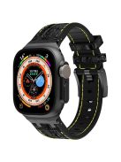 Silicone Band for Apple Watch Series 10 46mm / Ultra 2 Ultra 49mm / Series 9 8 7 45mm / SE (2023) SE (2022) SE 6 5 4 44mm / 3 2 1 42mm - Black+Yellow+Black