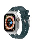 Silicone Band for Apple Watch Series 10 46mm / Ultra 2 Ultra 49mm / Series 9 8 7 45mm / SE (2023) SE (2022) SE 6 5 4 44mm / 3 2 1 42mm - Silver+Blackish Green